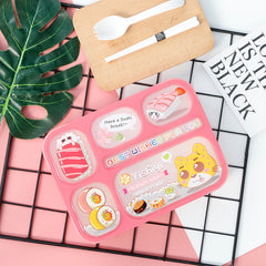 Cute Japanese Plastic Bento Lunch Box with Utensils