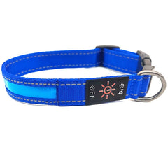 Reflective LED Dog Collar w/ Leather & Ribbon Design