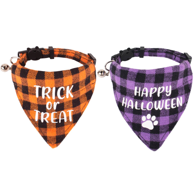 Halloween Adjustable Cat Bandana Collar w/ Bell