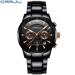 Stylish Black Gold Steel Sports Watch