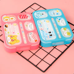 Cute Japanese Plastic Bento Lunch Box with Utensils