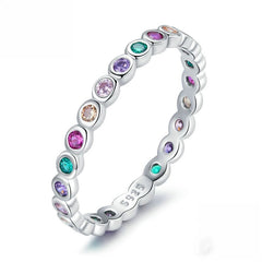 S925 Silver Colorful Zircon Rainbow Ring