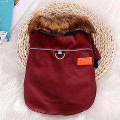 Reflective Warm Pet Fur Coat w/ Collar