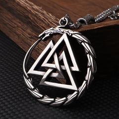 Nordic Viking Triangle Snake Rune Pendant Necklace