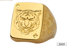 Silver Tiger Ace of Spades Ring
