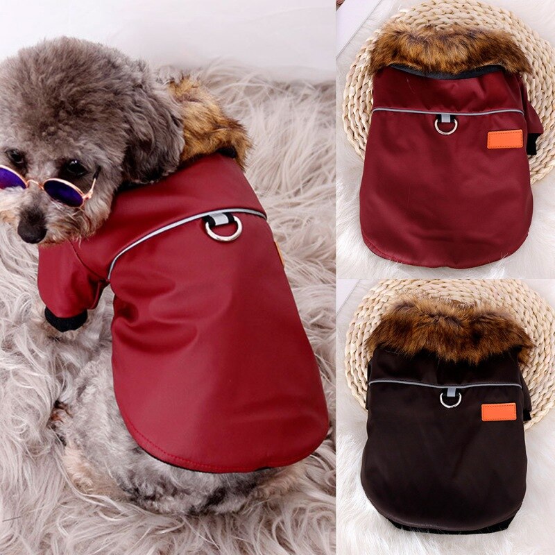 Reflective Warm Pet Fur Coat w/ Collar