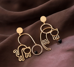 925 Silver Trendy Cat Pendant Earrings