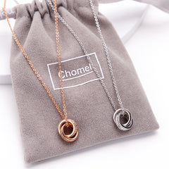 Chomel S925 Silver Double Ring Necklace