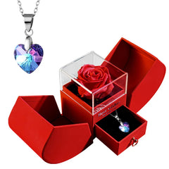 Christmas Heart & Rose Jewelry Box with Necklace