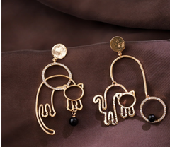 925 Silver Trendy Cat Pendant Earrings