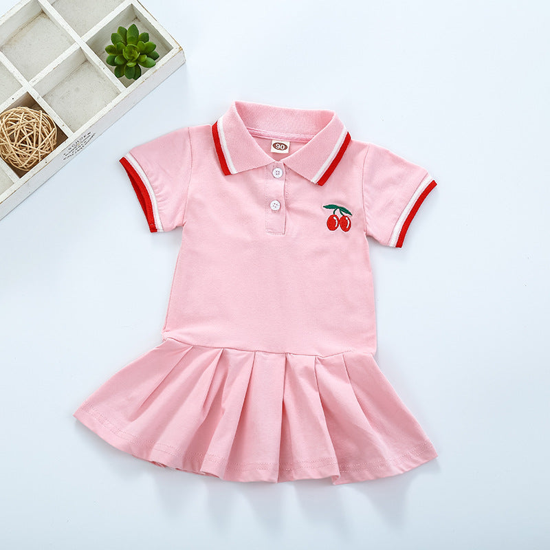 Short Sleeve Pleated Skirt Dress