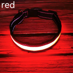 Reflective LED Dog Collar w/ Leather & Ribbon Design
