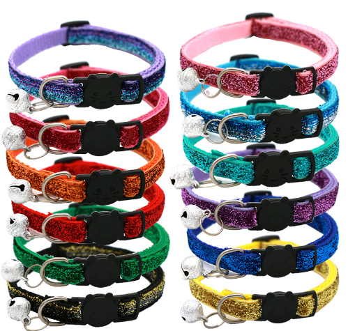 Adjustable Colorful Cat Collar w/ Bell