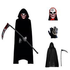 Adult Grim Reaper Black Cloak Costume Set