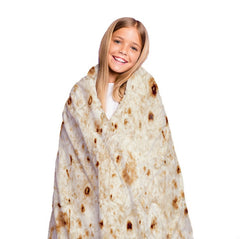 Mexican Burrito Round Plush Throw Blanket