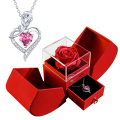 Christmas Heart & Rose Jewelry Box with Necklace