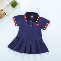 Short Sleeve Pleated Skirt Dress