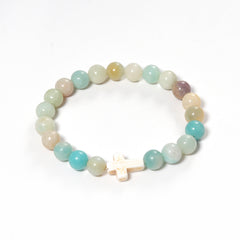 Turquoise Bracelet w/ Small Cross & Ruby Horse