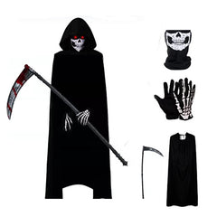 Adult Grim Reaper Black Cloak Costume Set