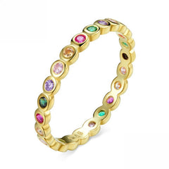 S925 Silver Colorful Zircon Rainbow Ring