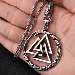 Nordic Viking Triangle Snake Rune Pendant Necklace