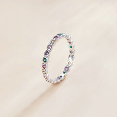 S925 Silver Colorful Zircon Rainbow Ring