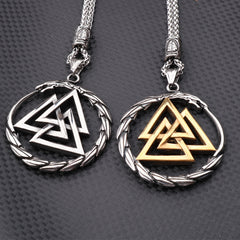 Nordic Viking Triangle Snake Rune Pendant Necklace