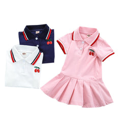 Short Sleeve Pleated Skirt Dress