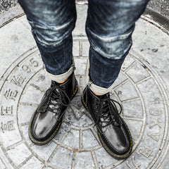 Men's High-Top Cowhide Martin Tooling Boots