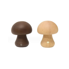 Wooden Mushroom LED Night Light - Rechargeable & Portable