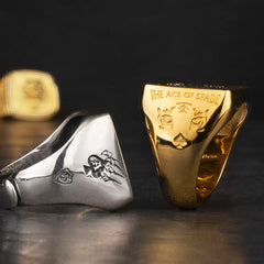 Silver Tiger Ace of Spades Ring