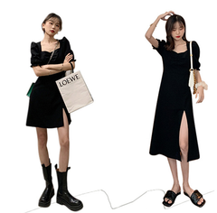 Retro Black Dress w/ Waist Detail