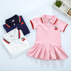 Short Sleeve Pleated Skirt Dress