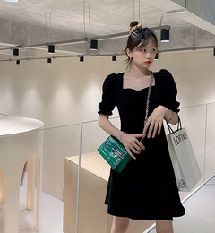 Retro Black Dress w/ Waist Detail