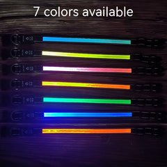 Reflective LED Dog Collar w/ Leather & Ribbon Design