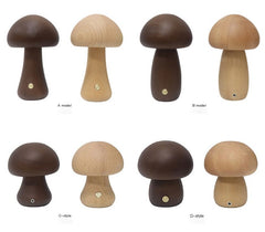 Wooden Mushroom LED Night Light - Rechargeable & Portable