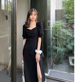 Retro Black Dress w/ Waist Detail
