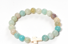 Turquoise Bracelet w/ Small Cross & Ruby Horse