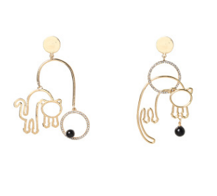 925 Silver Trendy Cat Pendant Earrings
