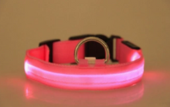 Reflective LED Dog Collar w/ Leather & Ribbon Design