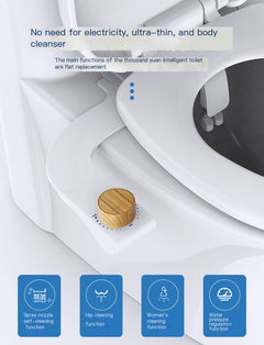 Ultra-Thin Battery-Free Bidet w/ Dual Nozzles