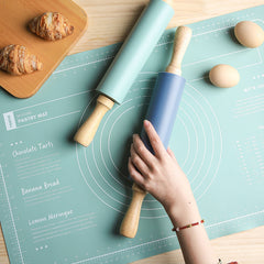Thick Non-Slip Rolling Pin w/ Large Non-Stick Mat