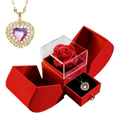 Christmas Heart & Rose Jewelry Box with Necklace