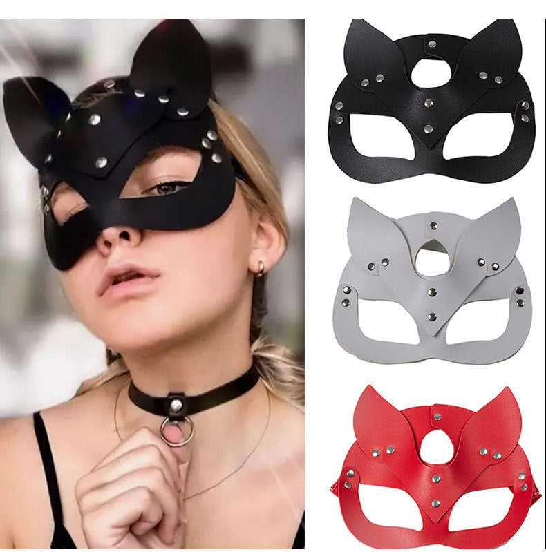 Halloween Festival Fox Leather Mask w/ Rhinestones