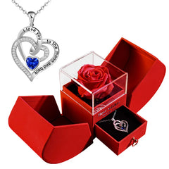 Christmas Heart & Rose Jewelry Box with Necklace