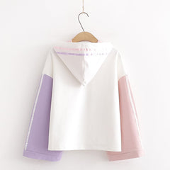 Casual Wide-Cuff Fleece Sweatshirt