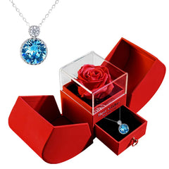 Christmas Heart & Rose Jewelry Box with Necklace