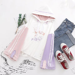 Casual Wide-Cuff Fleece Sweatshirt