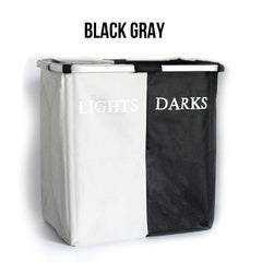 High Capacity 2 Compartment Foldable Laundry Basket