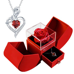 Christmas Heart & Rose Jewelry Box with Necklace